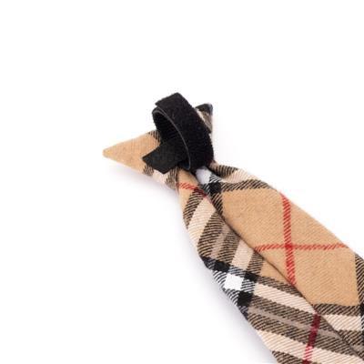Plaid patterned neck tie with Velcro touch closure on a white background