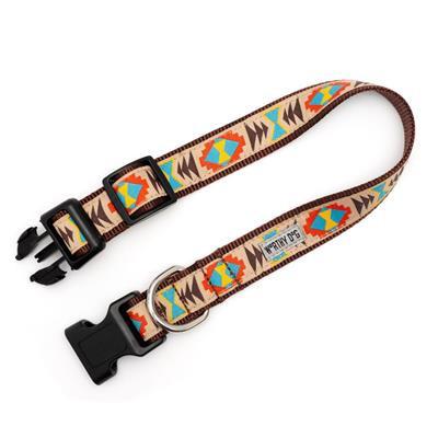 Dog collar with colorful pattern on a white background