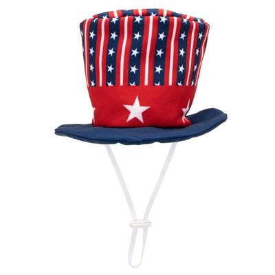 Dog hat with American flag design on a white background