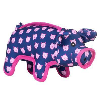 Plush pig toy with pink pattern on a white background
