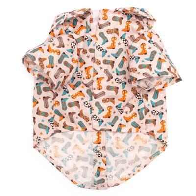 Dog shirt with boot pattern on a white background