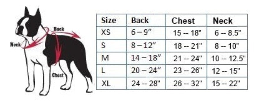 Pet's First T-Shirt Size Chart