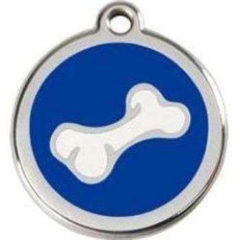 Red Dingo Dark Blue Cartoon Bone Pet ID Tag.