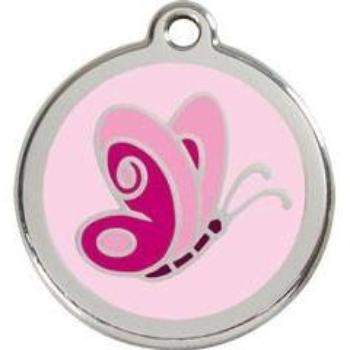 Red Dingo Pink Butterfly Pet ID Tag.