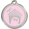 Red Dingo Light Pink Dog House Pet ID Tag.