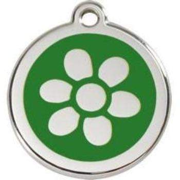 Red Dingo Green Flower Pet ID Tag.