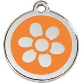 Red Dingo Orange Flower Pet ID Tag.