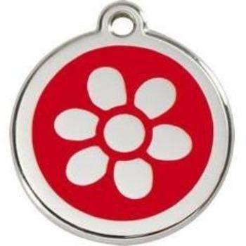 Red Dingo Red Flower Pet ID Tag.