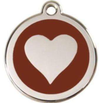 Red Dingo Brown Heart Pet ID Tag.