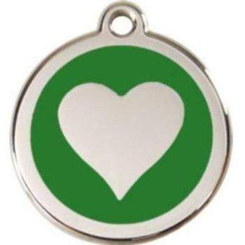 Red Dingo Green Heart Pet ID Tag.