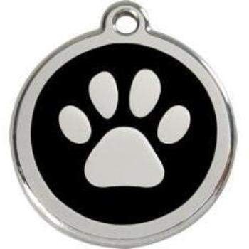 Red Dingo Black Paw Print Pet ID Tag.