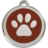 Red Dingo Brown Paw Print Pet ID Tag