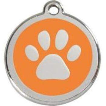 Red Dingo Orange Paw Print Pet ID Tag