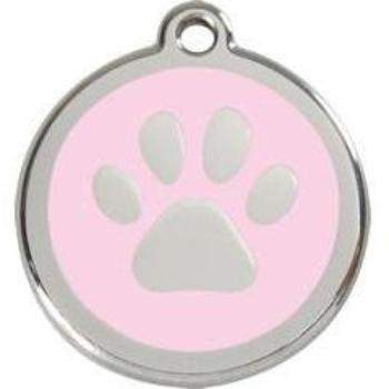 Red Dingo Light Pink Paw Print Pet ID Tag