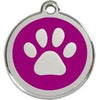 Red Dingo Purple Paw Print Pet ID Tag
