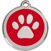 Red Dingo Red Paw Print Pet ID Tag