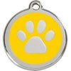 Red Dingo Yellow Paw Print Pet ID Tag