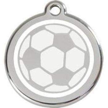 Red Dingo White Soccer Ball Pet ID Tag.