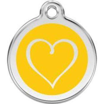 Red Dingo Yellow Tribal Heart Pet ID Tag.