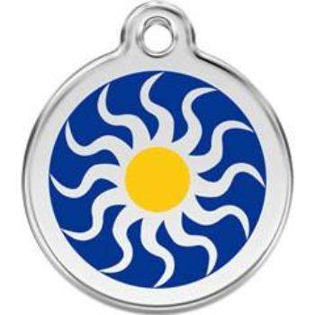 Red Dingo Dark Blue Tribal Sun Pet ID Tag.