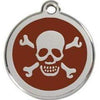 Red Dingo Brown Skull Crossbones Pet ID Tag.