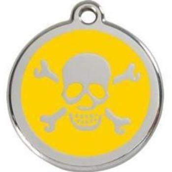 Red Dingo Yellow Skull Crossbones Pet ID Tag.