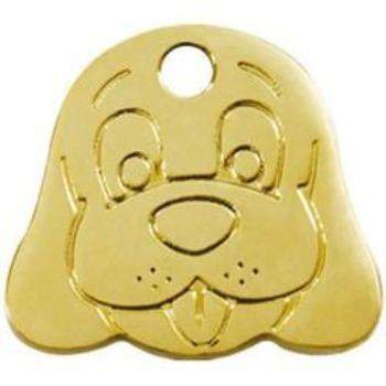 Red Dingo Brass Dog Face Pet ID Tag.
