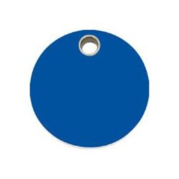 Red Ding Dark Blue Circle Flat Plastic Pet ID Tag.