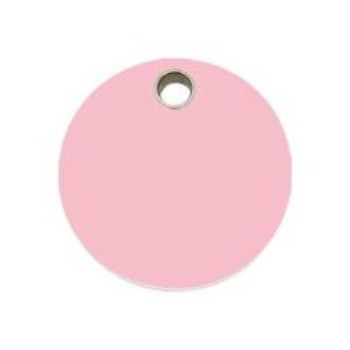 Red Dingo Light Pink Circle Flat Plastic Pet ID Tag.