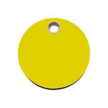 Red Dingo Yellow Circle Flat Plastic Pet ID Tag.
