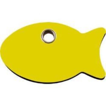 Red Dingo Yellow Fish Flat Plastic Pet ID Tag.