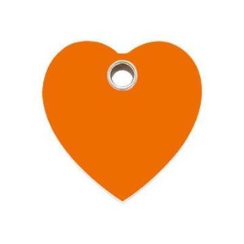 Red Dingo Orange Heart Flat Plastic Pet ID Tag.