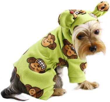 Silly Monkey Fleece Hooded Pajamas - Lime.
