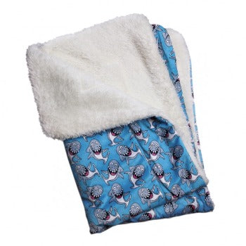 Ultra Soft Minky/Plush Silly Sharks Blanket.