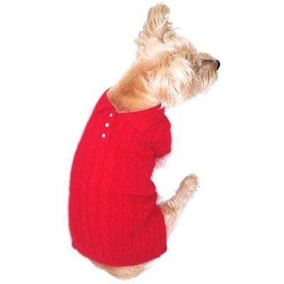 Preppy Angora Blend Dog Polo Sweater - Red.