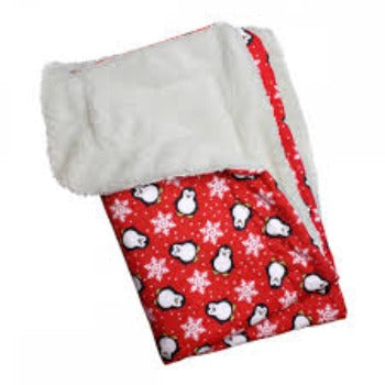 Penguins & Snowflakes Flannel/Ultra-Plush Blanket - Red.