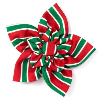 Worthy Dog Holiday Stripe Collar Flower.