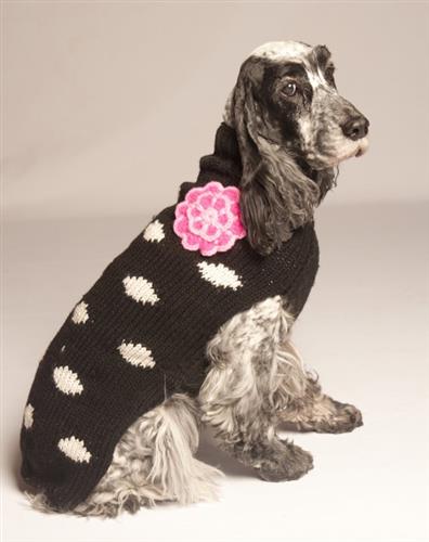 Chilly Dog Black Polka Dot Dog Sweater-Paws & Purrs Barkery & Boutique