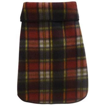 Black & Rust Tartan Plaid Fleece Dog Pullover.