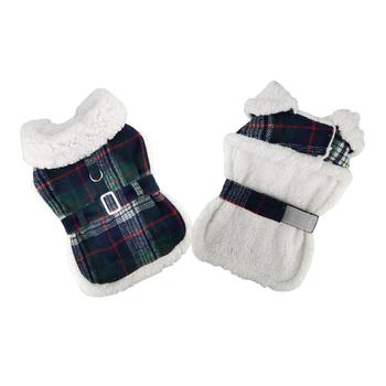 Blue & Green Plaid Coat with Matching Leash.