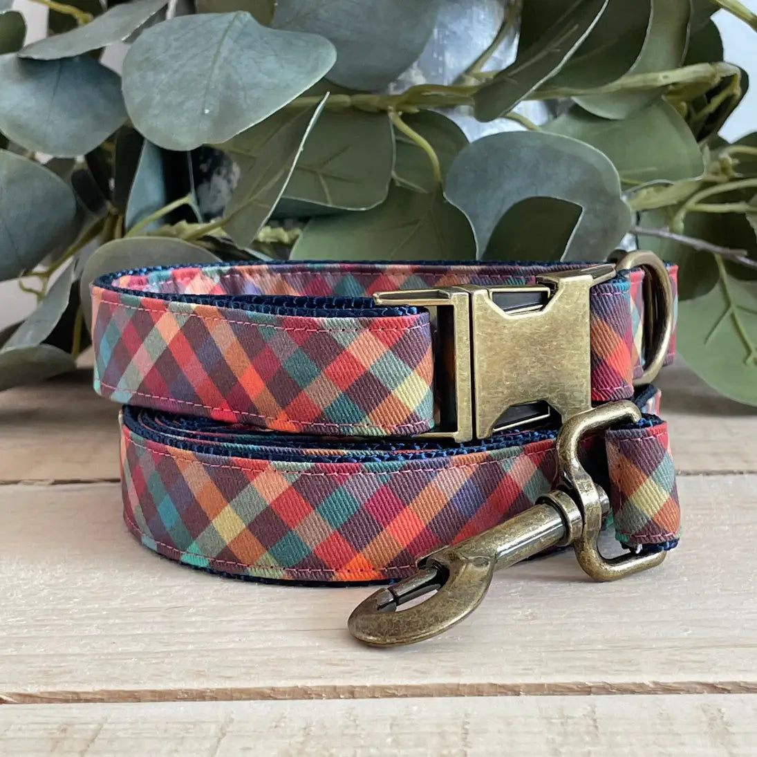 Tan Plaid Bias Dog Collar