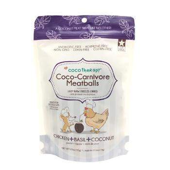 CocoTherapy Coco-Carnivore Freeze Dried Meatballs Dog & Cat Treats – Chicken, Basil & Coconut