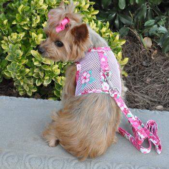Cool Mesh Dog Harness - Hawaiian Hibiscus Pink.