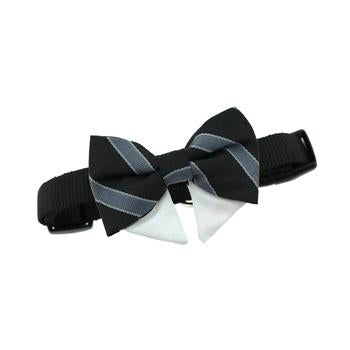 Universal Dog Bow Tie - Black & Silver Stripe.