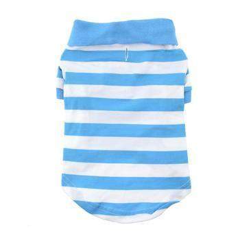 Striped Dog Polo - Blue Niagara and White.