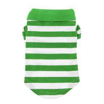 Striped Dog Polo Shirt - Greenery and White.