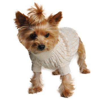100% Pure Combed Cotton Oatmeal Cable Knit Dog Sweater.