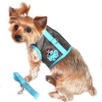 Cool Mesh Dog Harness - Pirate Octopus Blue & Black.