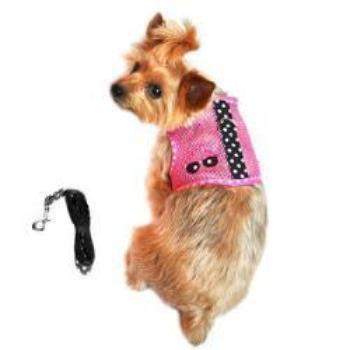 Cool Mesh Dog Harness - Pink Sunglasses & Black Polka Dot.