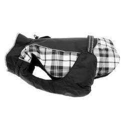 Alpine All Weather Dog Coat - Black and White Plaid.